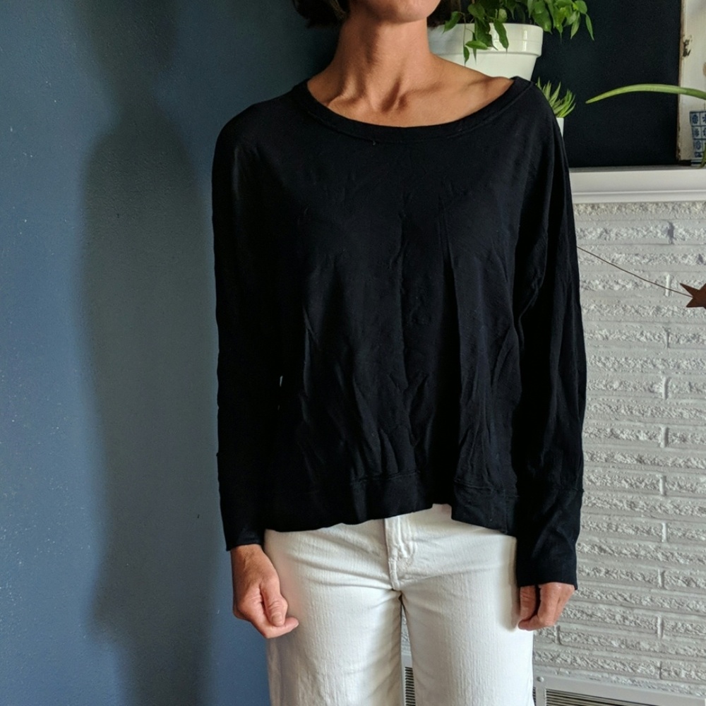 Michael Stars black, wide necked 3/4 length sleeve